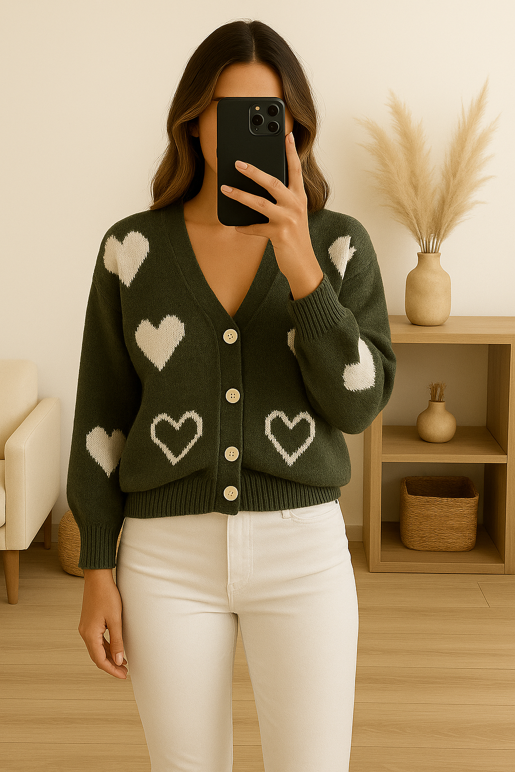 Gilet doux à motifs coeurs