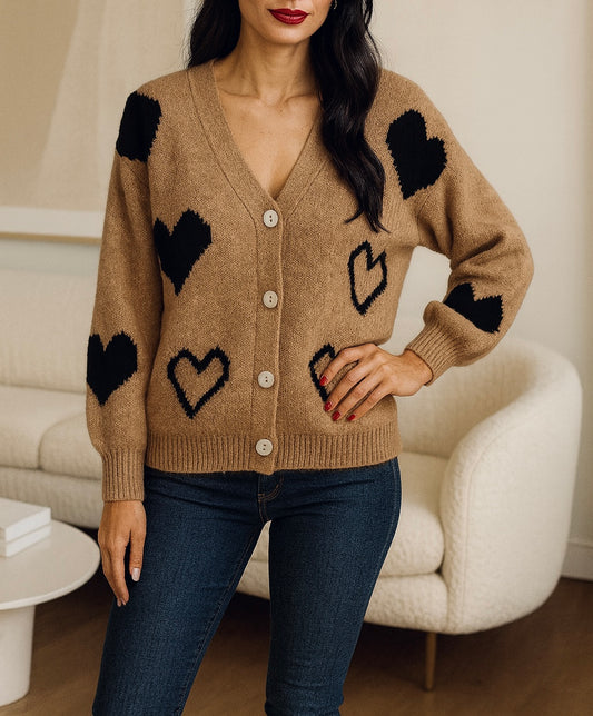Gilet doux à motifs coeurs