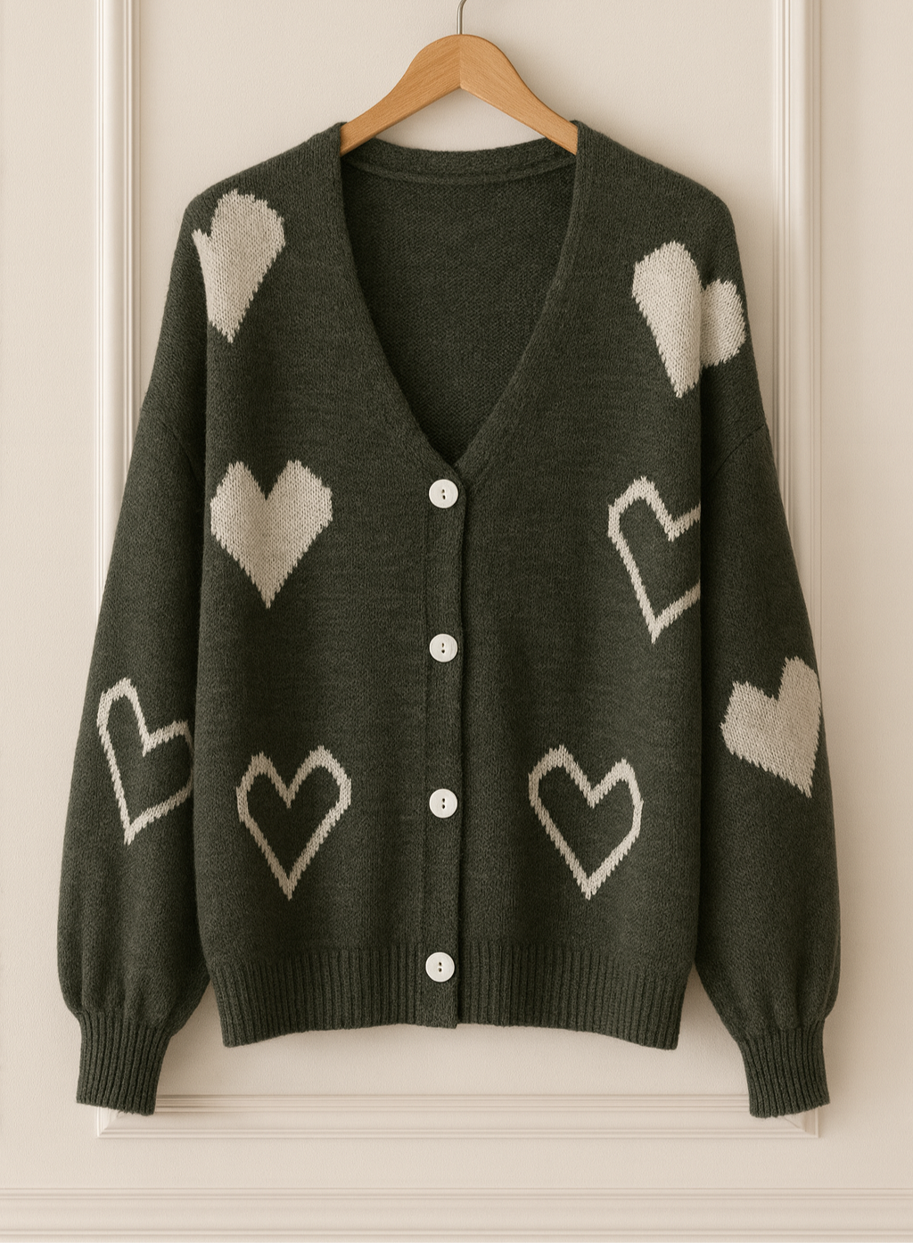 Gilet doux à motifs coeurs