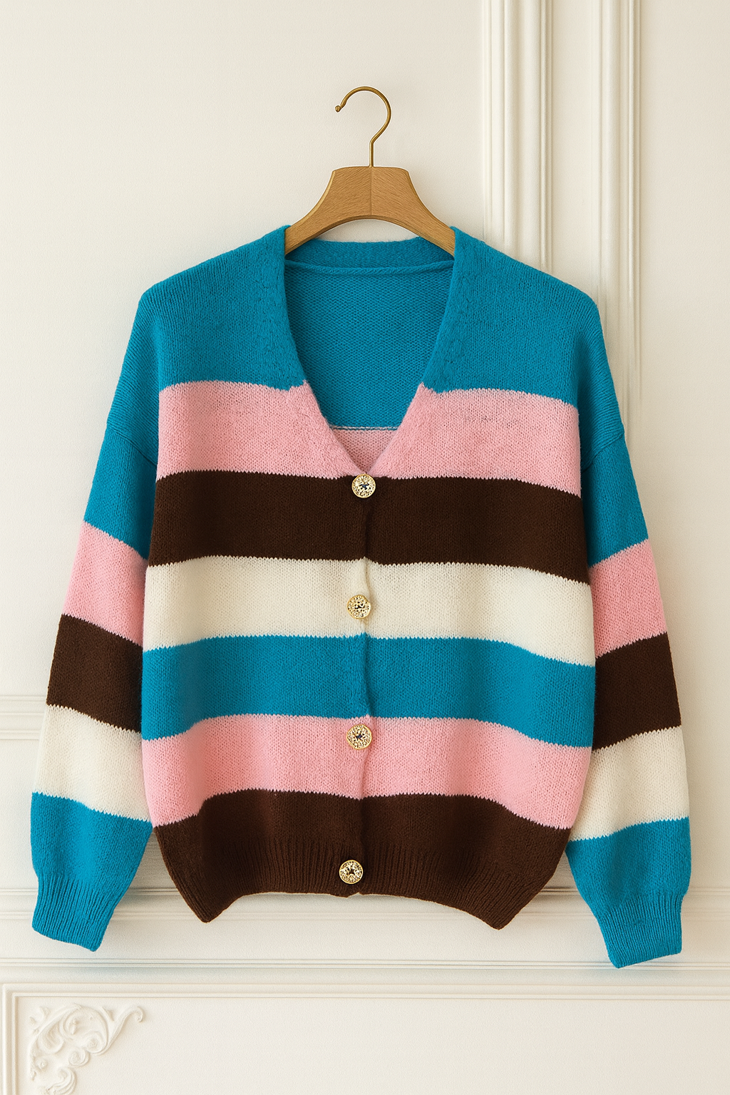 Gilet en maille à rayures colorées – Multicolore