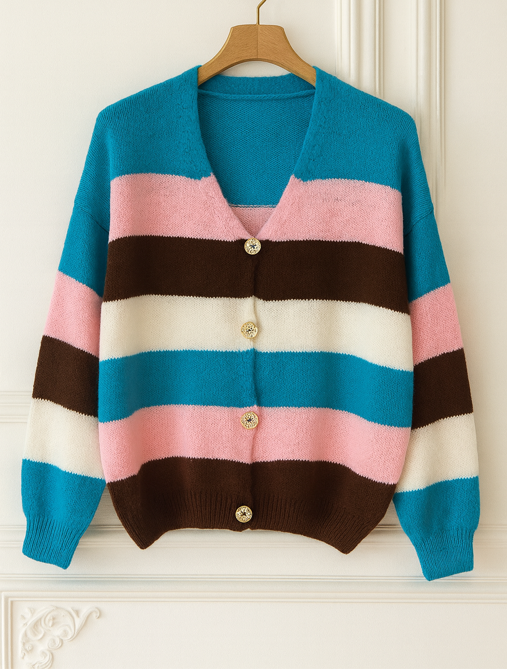 Gilet en maille à rayures colorées – Multicolore