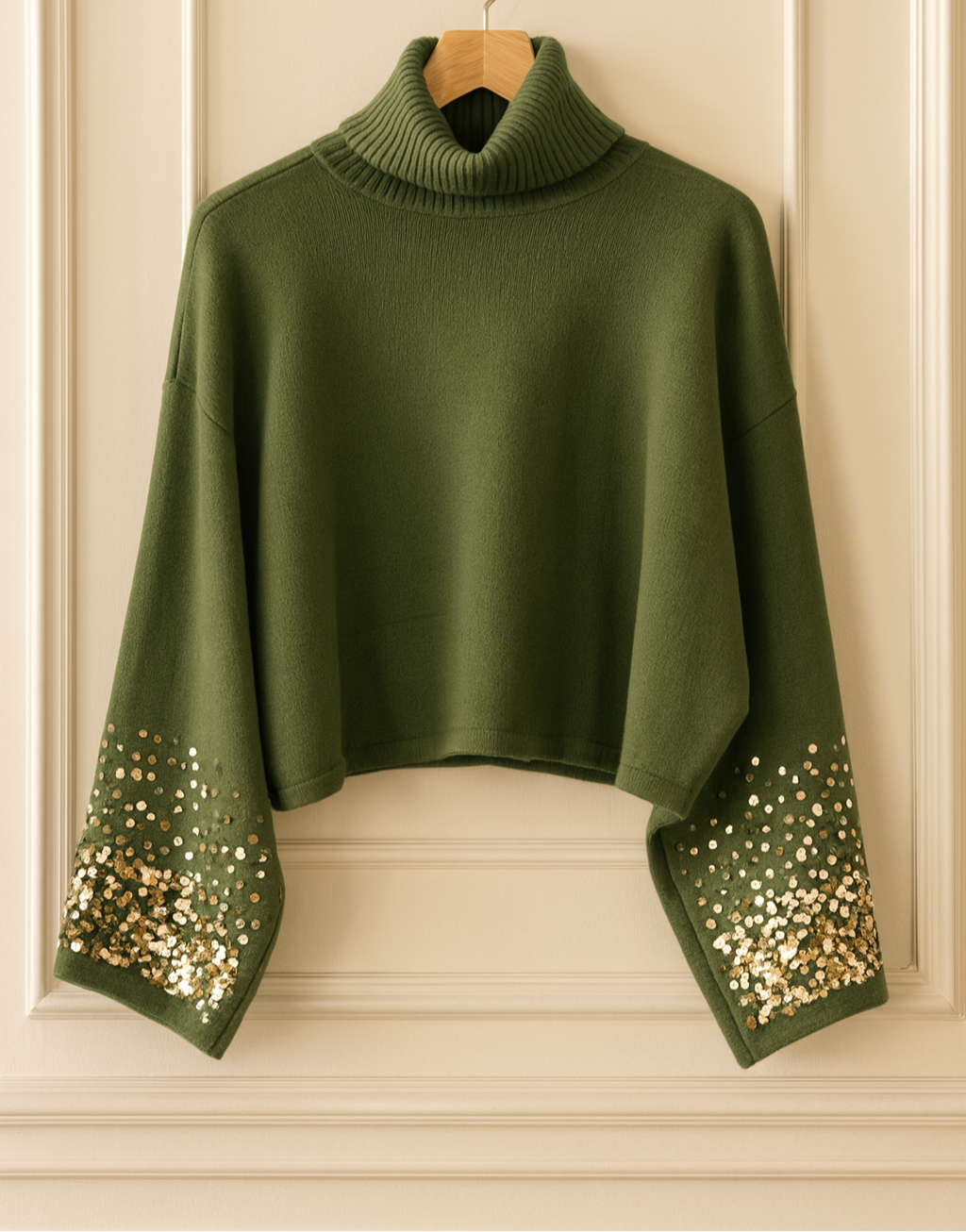 Pull à col roulé – Manches pailletées