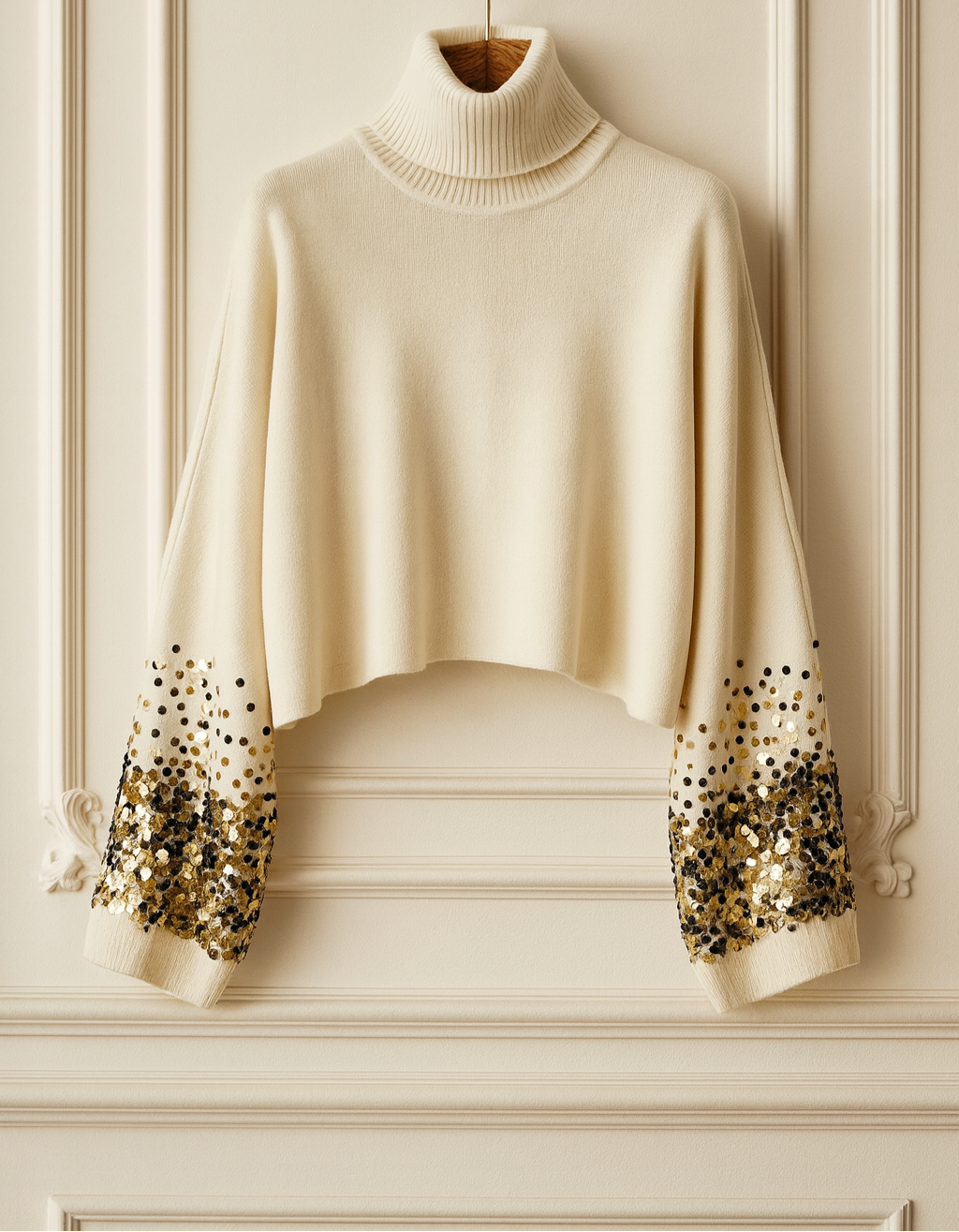 Pull à col roulé – Manches pailletées