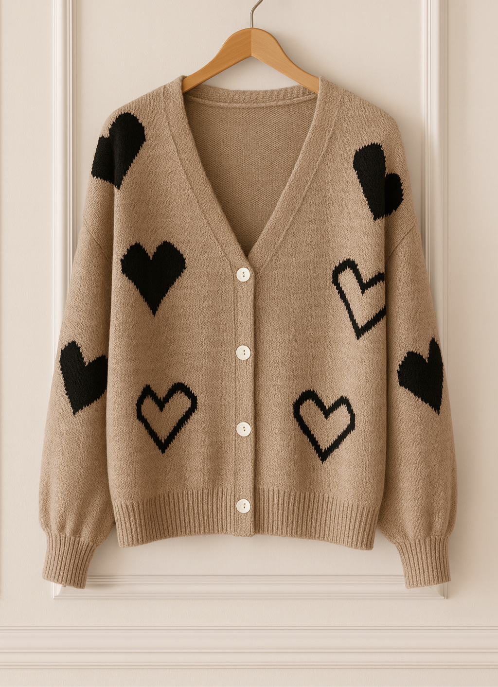 Gilet doux à motifs coeurs