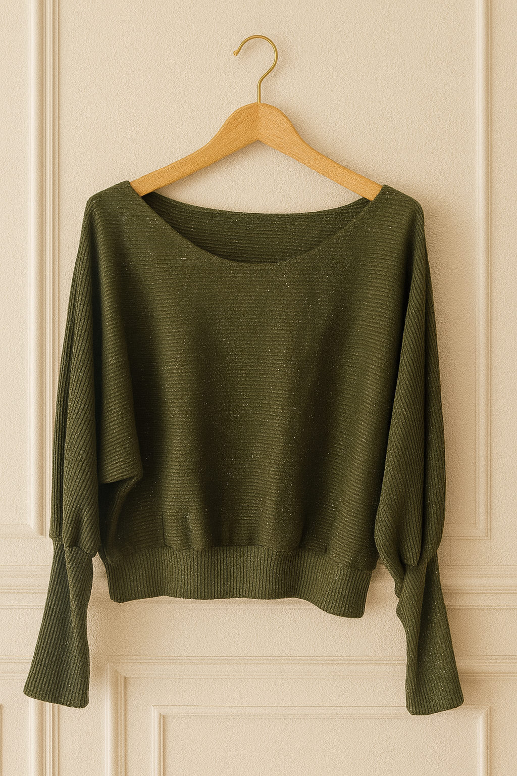 Pull brillant oversize léger – Kaki ou Beige doré