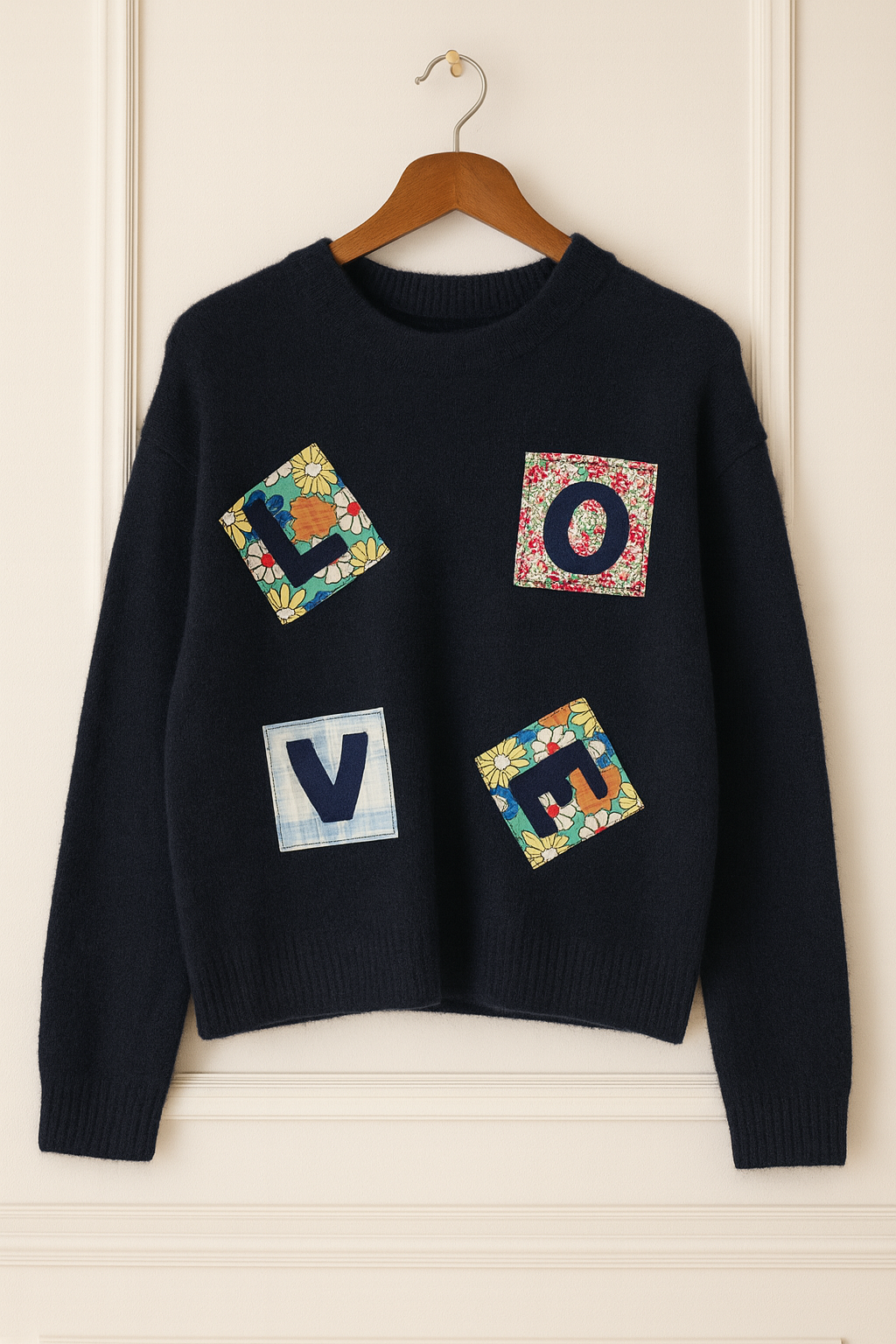 Pull en maille avec motifs "LOVE" –  Bleu marine