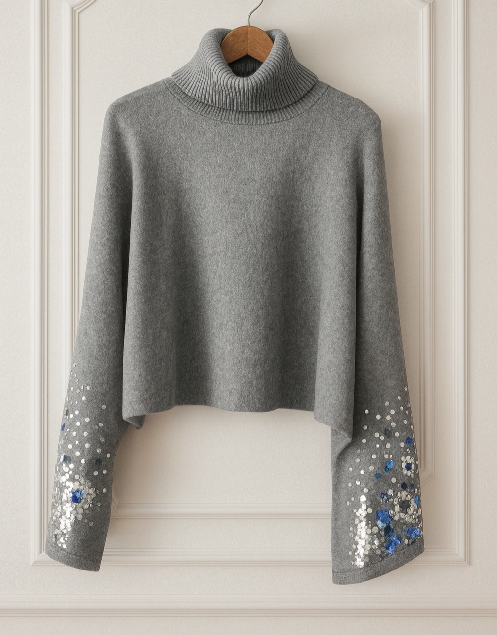 Pull à col roulé – Manches pailletées