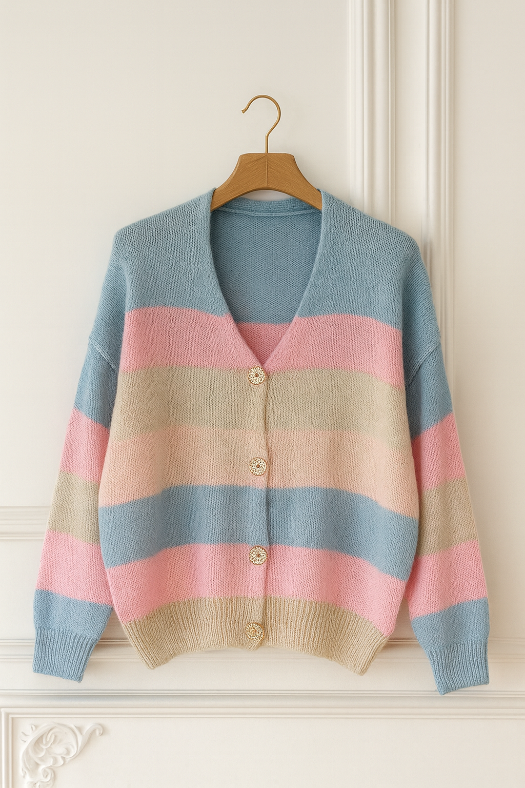 Gilet en maille à rayures colorées – Multicolore