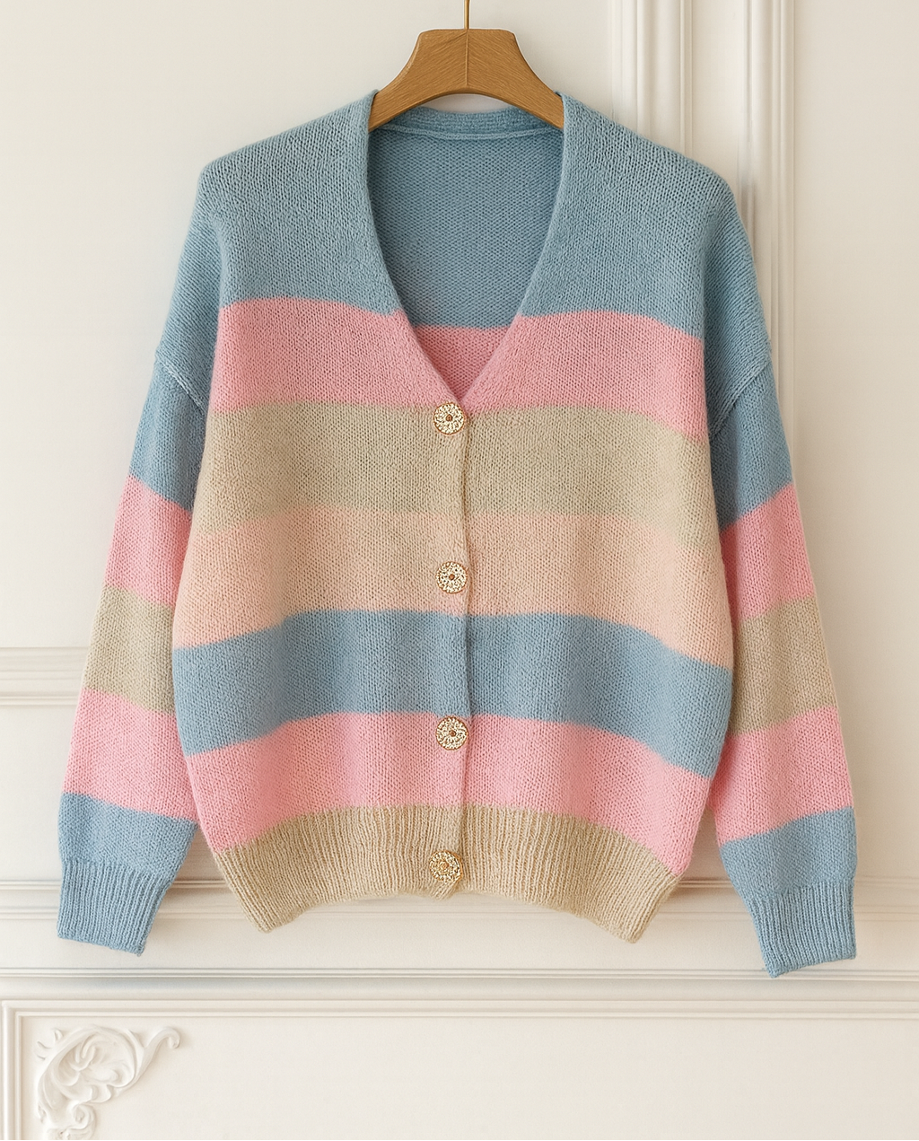 Gilet en maille à rayures colorées – Multicolore