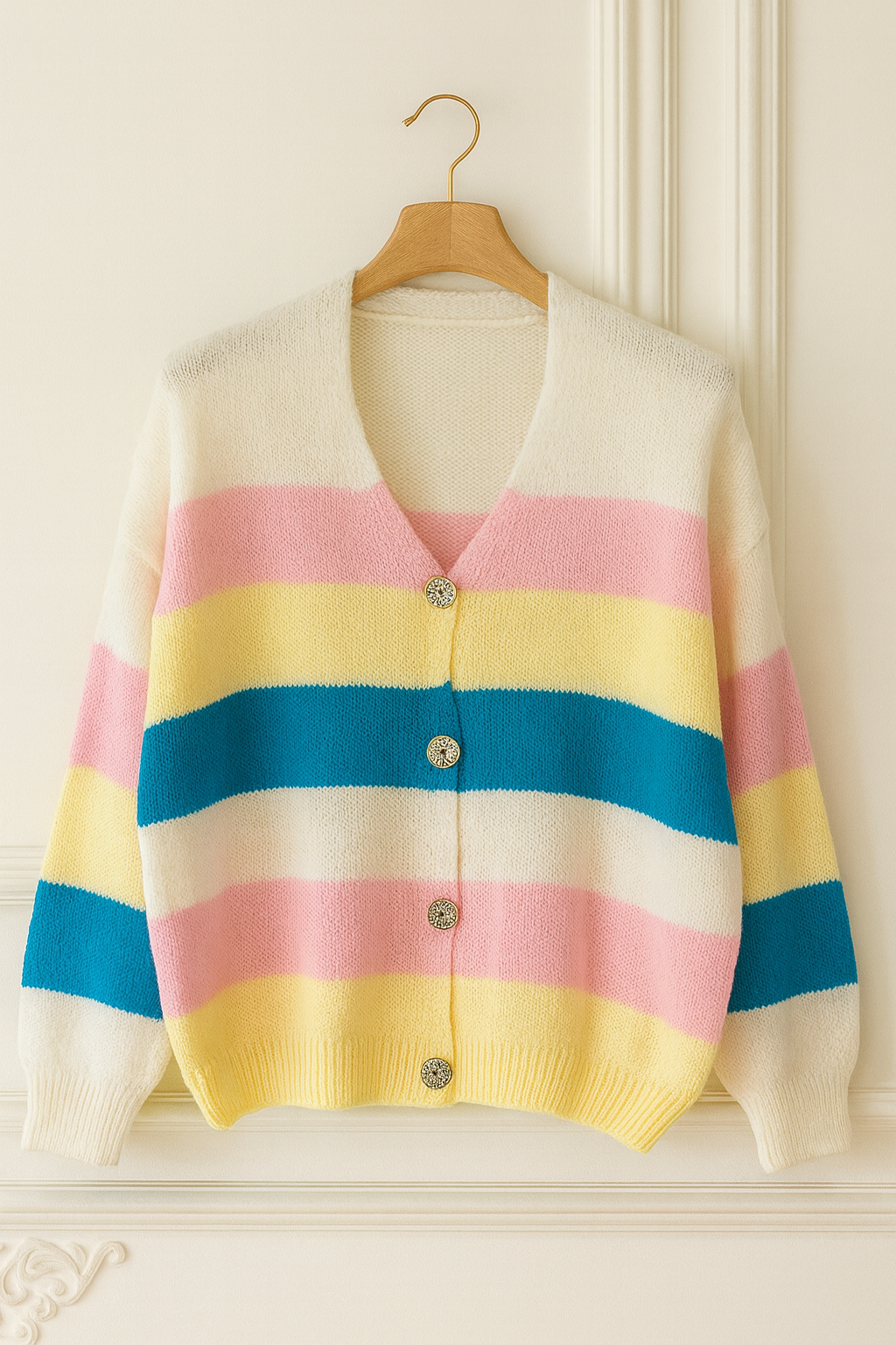 Gilet en maille à rayures colorées – Multicolore
