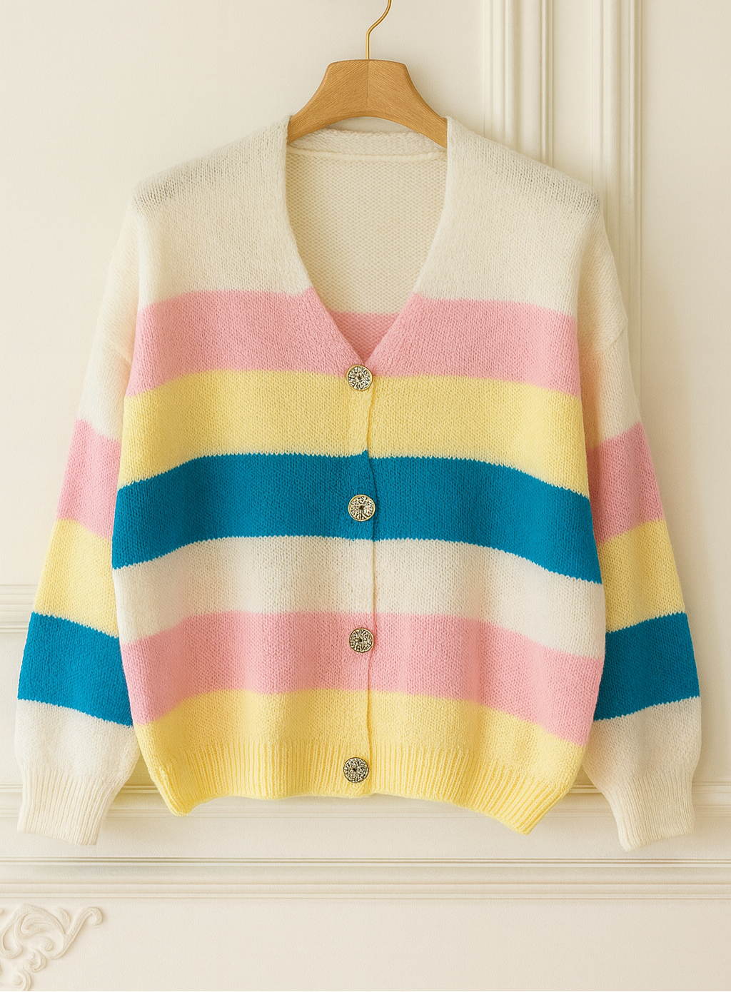 Gilet en maille à rayures colorées – Multicolore