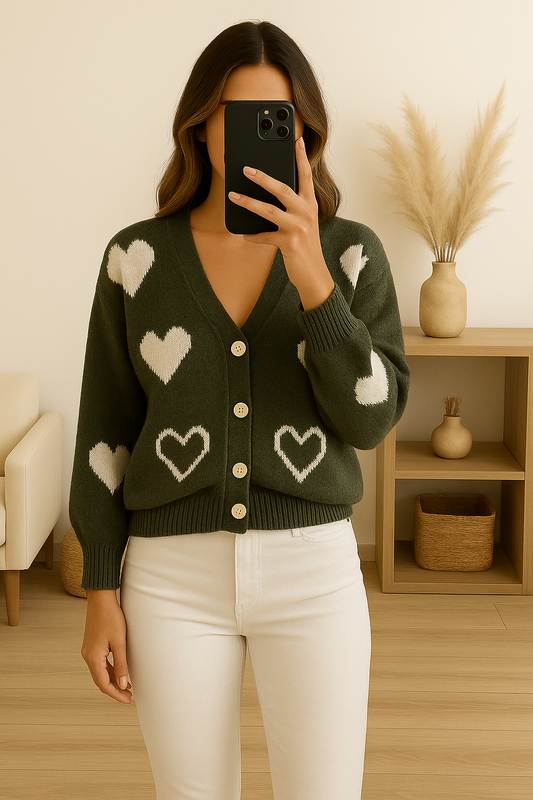 Gilet doux à motifs coeurs