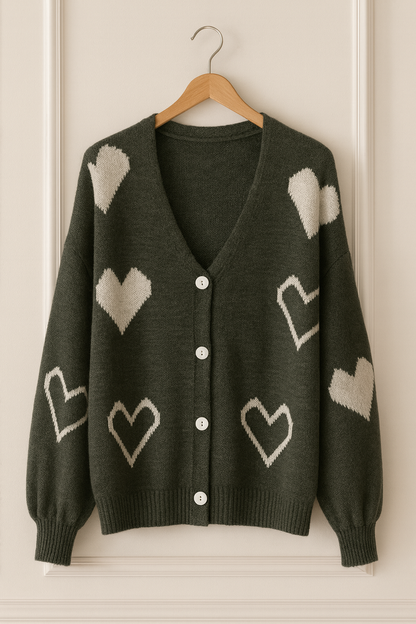 Gilet doux à motifs coeurs