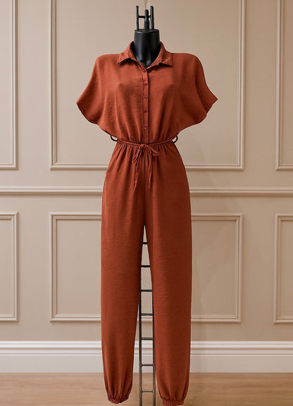 Combinaison fluide ceinturée – Terracotta chic