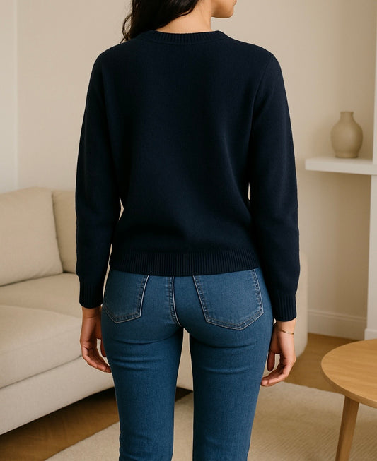 Pull en maille avec motifs "LOVE" –  Bleu marine