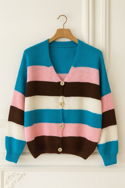 Gilet en maille à rayures colorées – Multicolore
