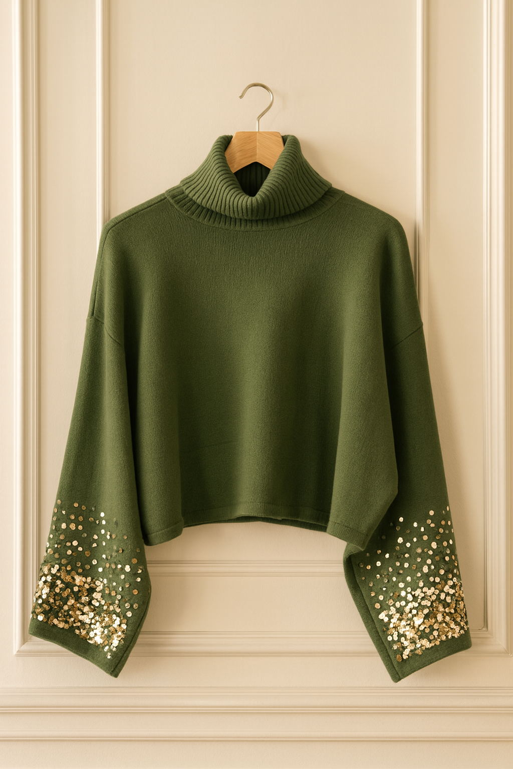 Pull à col roulé – Manches pailletées