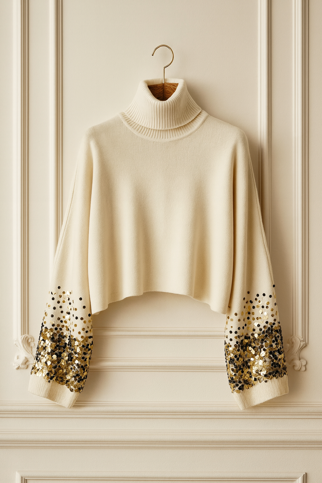 Pull à col roulé – Manches pailletées