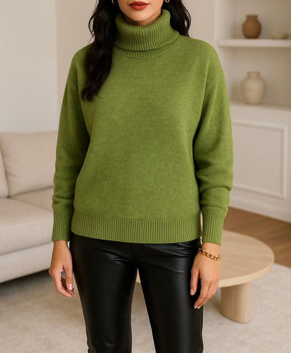 Pull col roulé en maille – Vert pomme