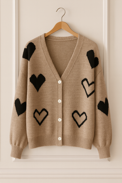 Gilet doux à motifs coeurs