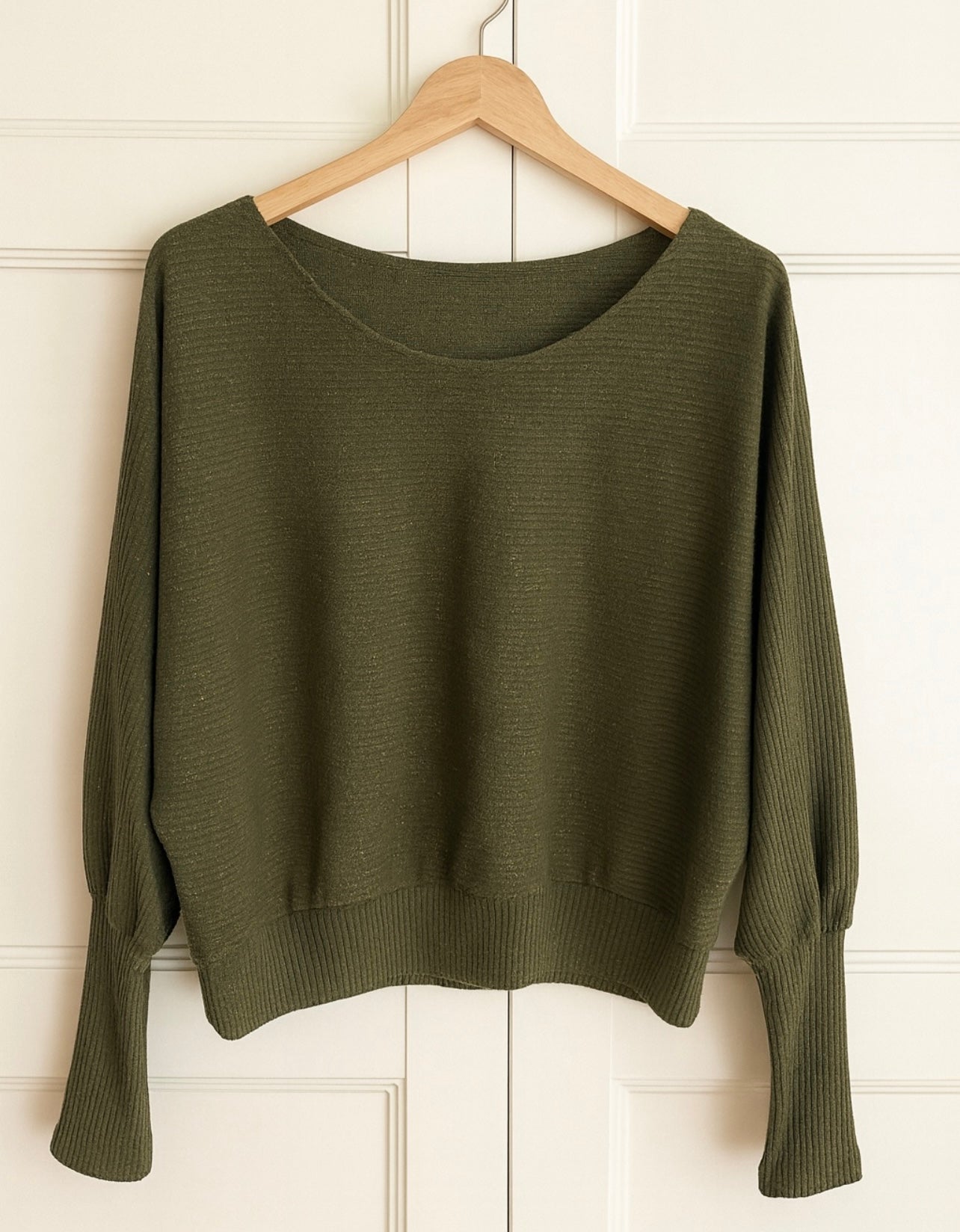 Pull brillant oversize léger – Kaki