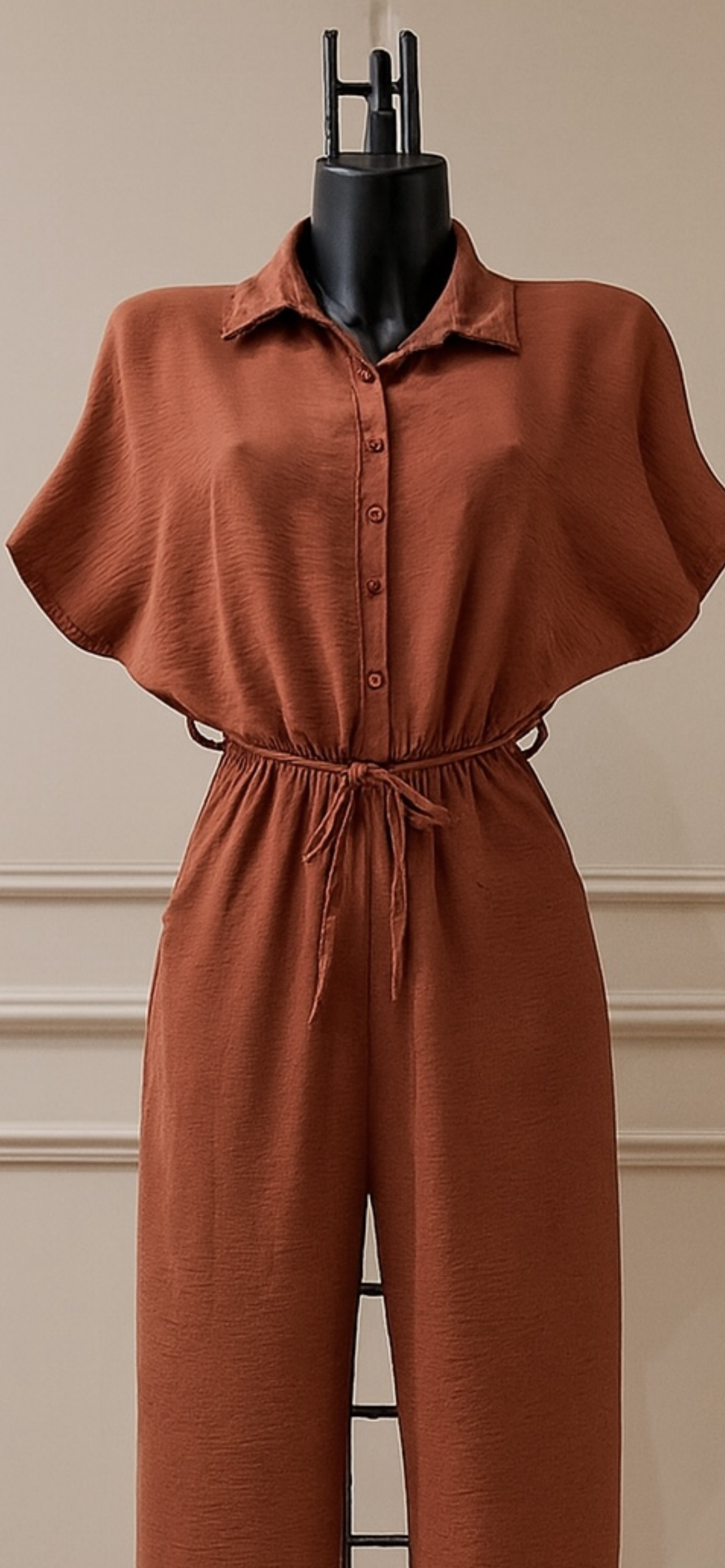 Combinaison fluide ceinturée – Terracotta chic