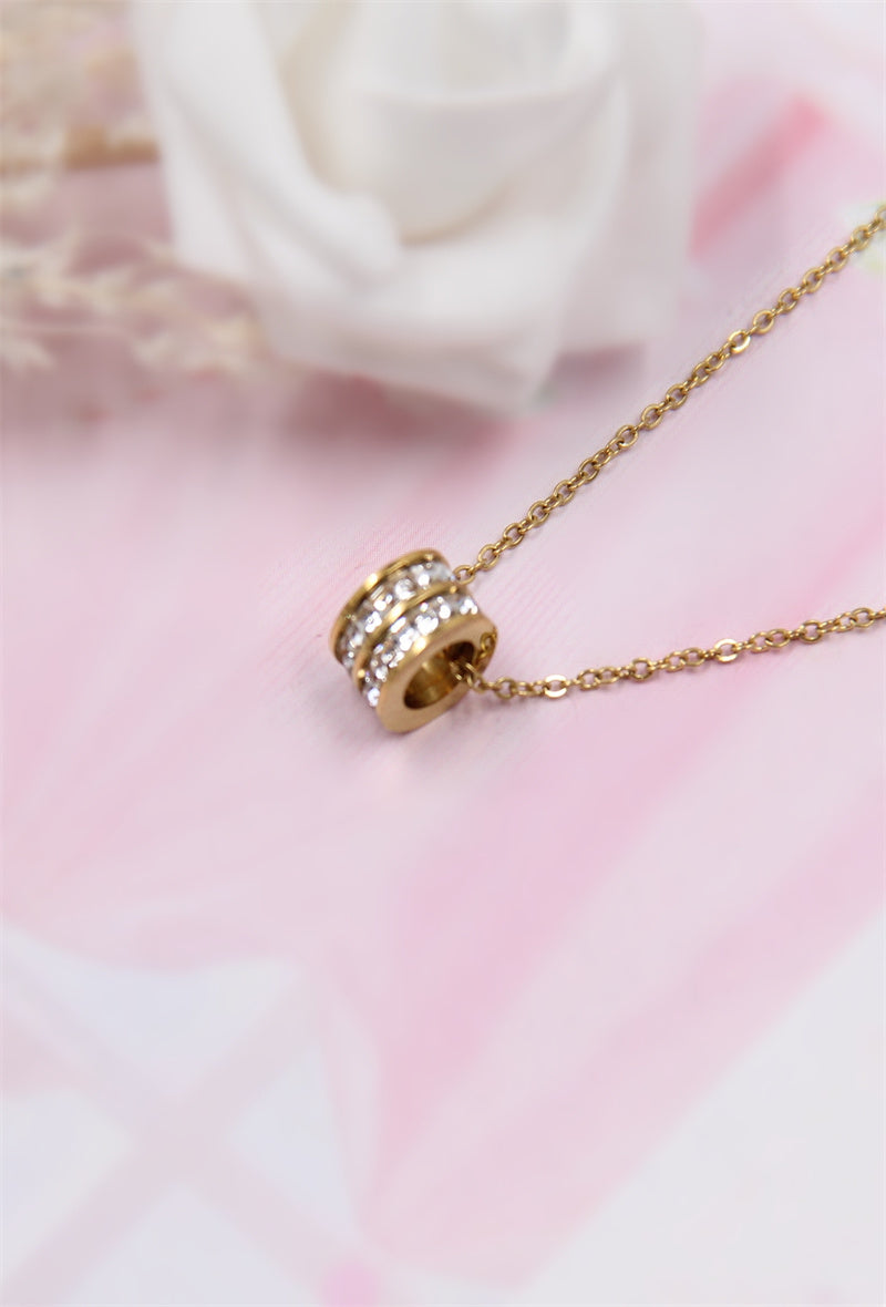 Collier doré en acier inoxydable réglable avec pendentif à cristaux