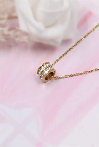 Collier doré en acier inoxydable réglable avec pendentif à cristaux