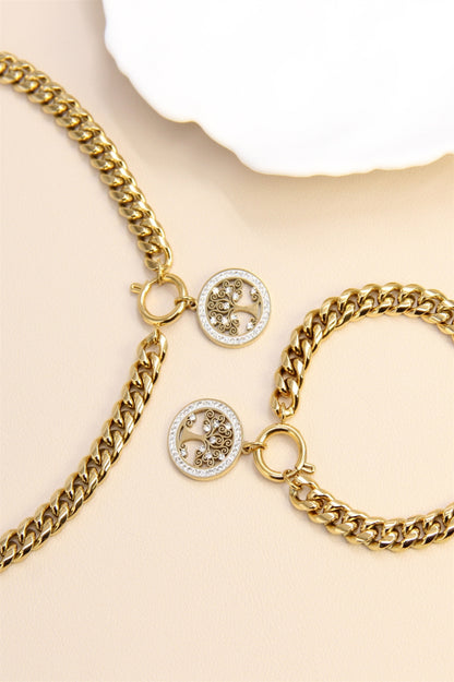 Bracelet grosse maille doré avec pendentif Arbre de Vie – Acier inoxydable