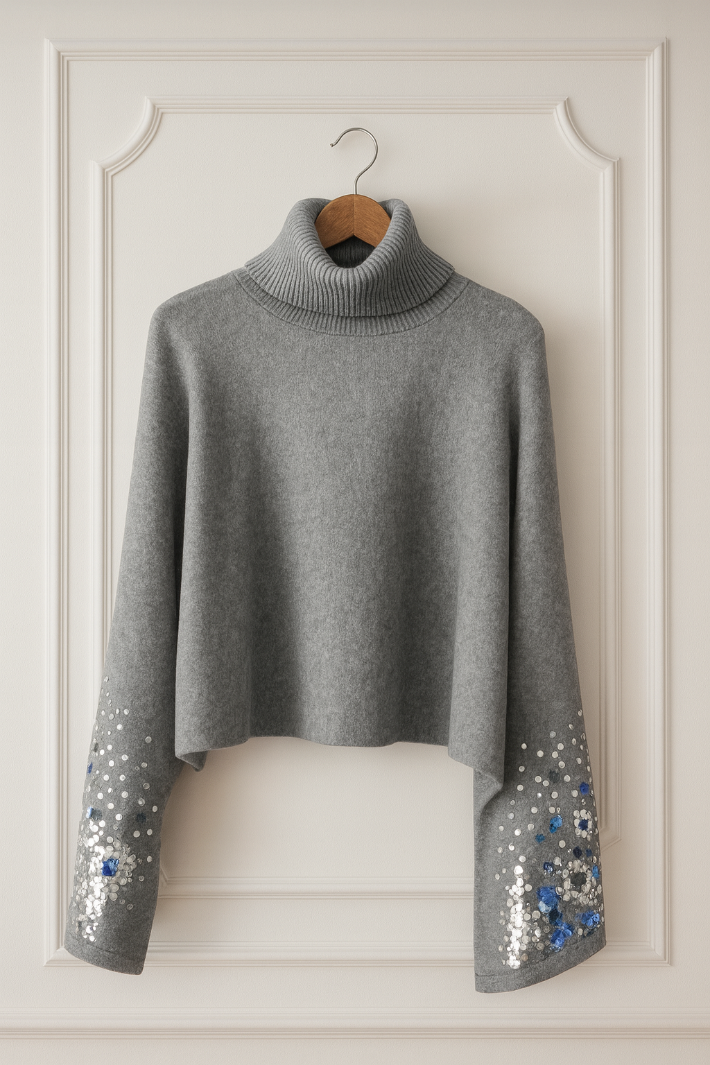 Pull à col roulé – Manches pailletées