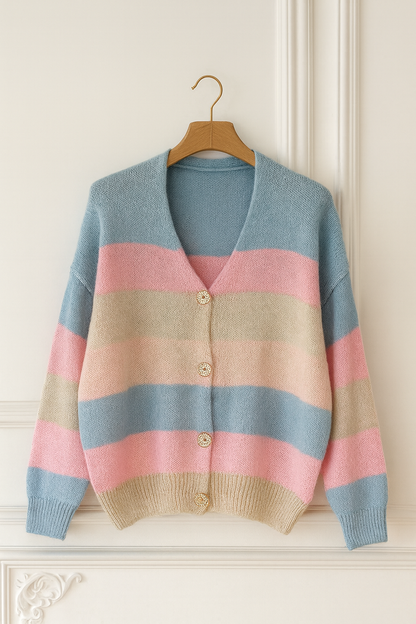 Gilet en maille à rayures colorées – Multicolore