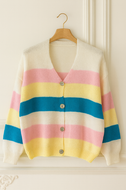 Gilet en maille à rayures colorées – Multicolore